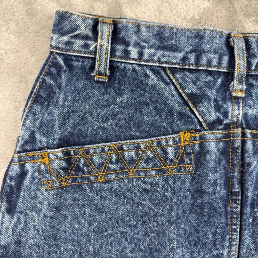 Vintage Nuovo Acid Wash Denim Mini Skirt High Waisted Western Yoke Blue Size 7 - Picture 11 of 16